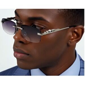 Sunglasses For MEn Silver Frame Black‎ Lens Outdoor UV400 Protect Square Lentes